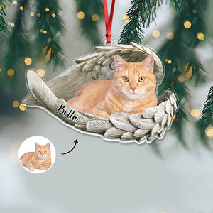 Custom Photo Cat Within Angel Wings Memorial Cat Acrylic Ornament HA75 897238