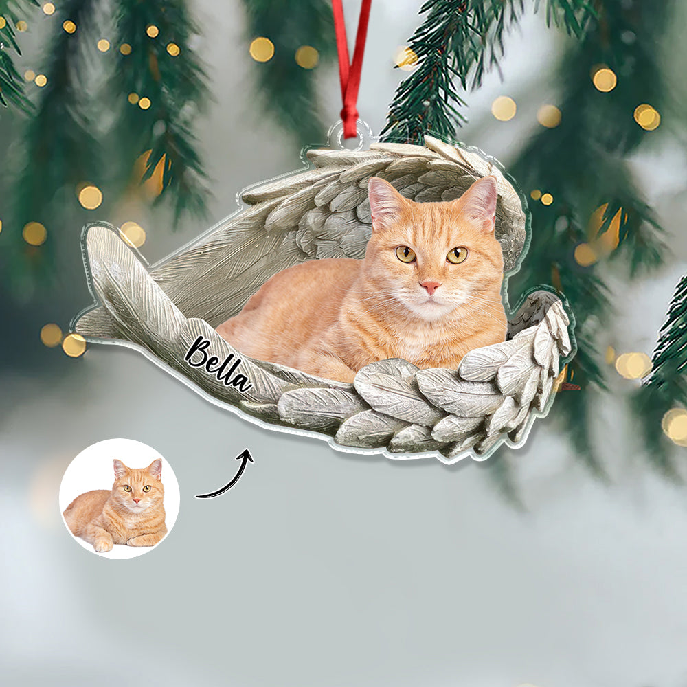 Custom Photo Cat Within Angel Wings Memorial Cat Acrylic Ornament HA75 897238