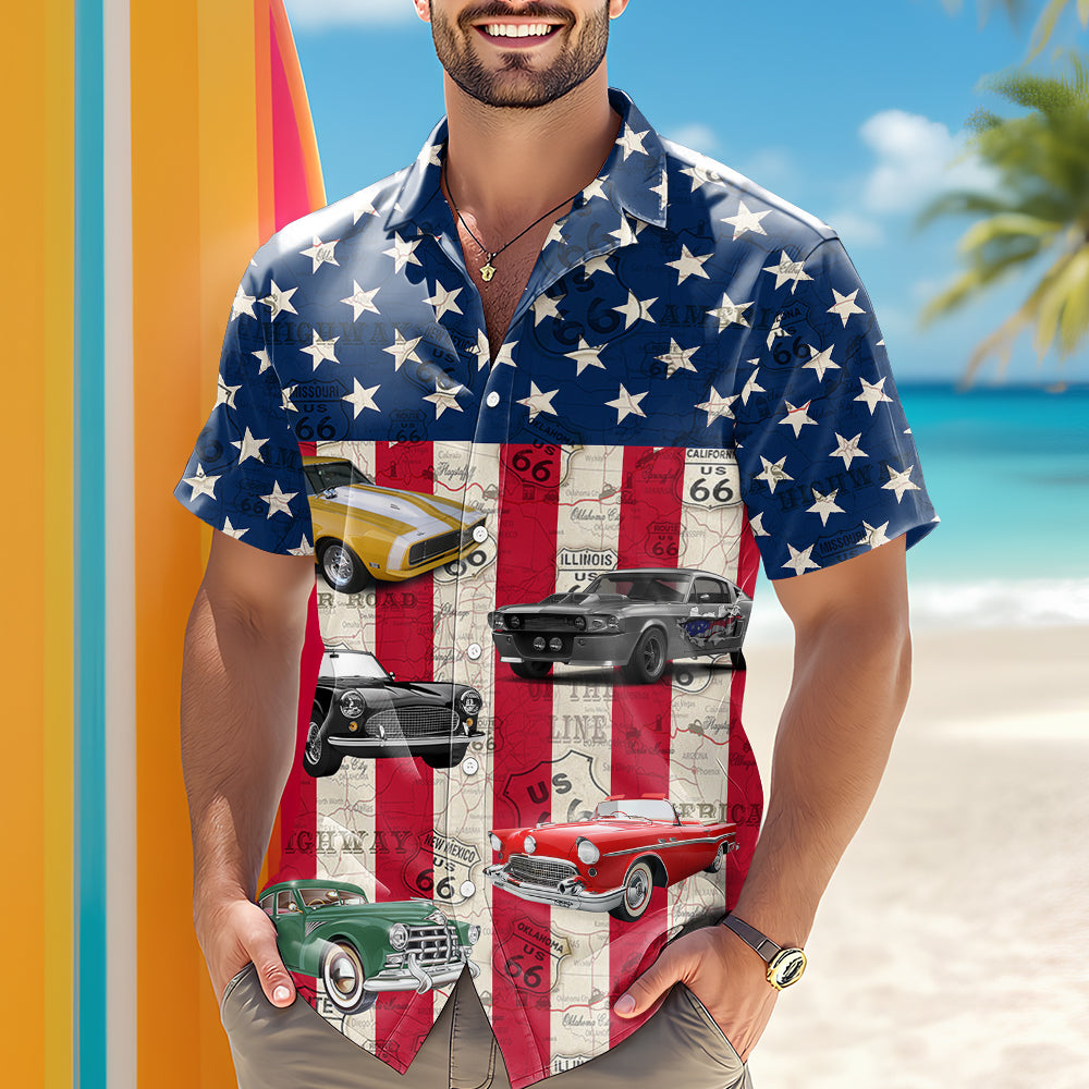 Custom Car Photo With America Flag Hawaii Shirt TH10 894079