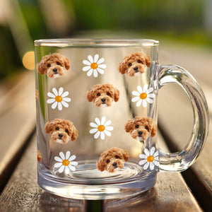 Custom Pet Face Photo With Icon Glass Mug For Dog And Cat Lovers CH07 896102