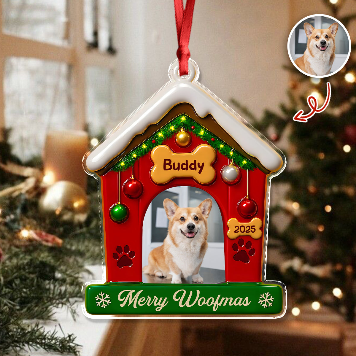My First Christmas With Dog Photo Acrylic Ornament Gift For Dog Lovers CH07 896840