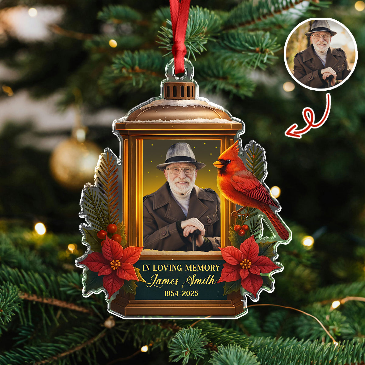 Custom Photo In Loving Memory Memorial Acrylic Ornament HA75 897204