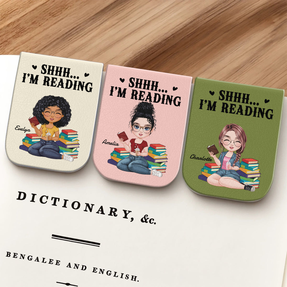 Shhh....I'm Reading Personalized Leather Magnetic Bookmark Funny Gifts For Book Lovers CH07 899490