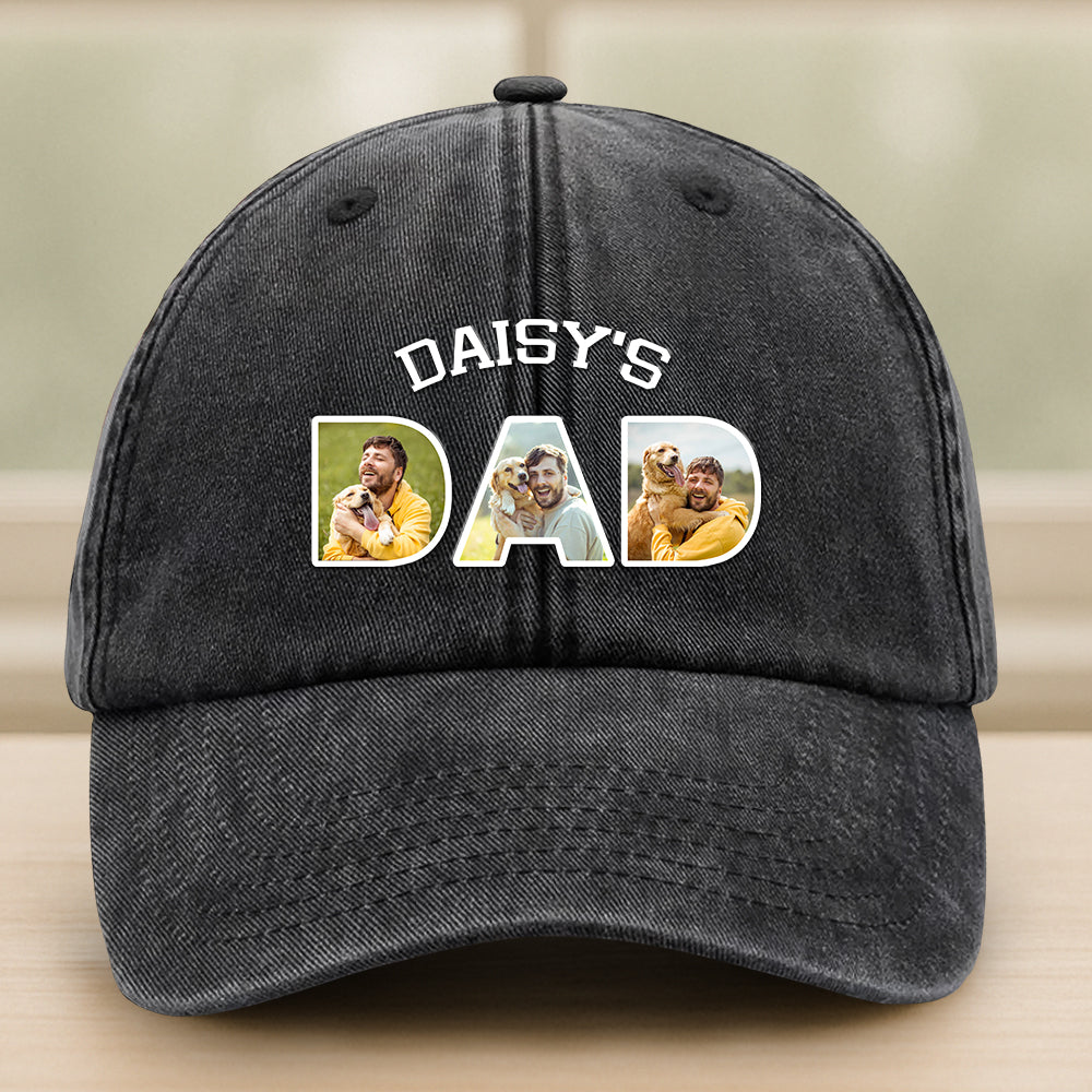 Upload Photo Dog, Cat & Dad - Dog, Cat's Dad Washed Denim Baseball Cap HA75 892510