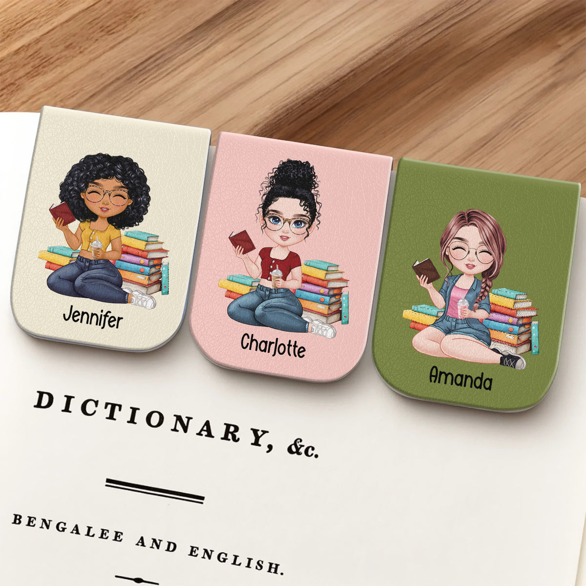 Custom Name Personalized Magnetic Leather Bookmark gift for Book Lovers CH07 899532