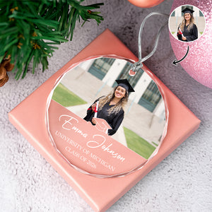 Custom Photo And Name Class Of 2026 Glass Ornament Christmas Gift TH10 896907
