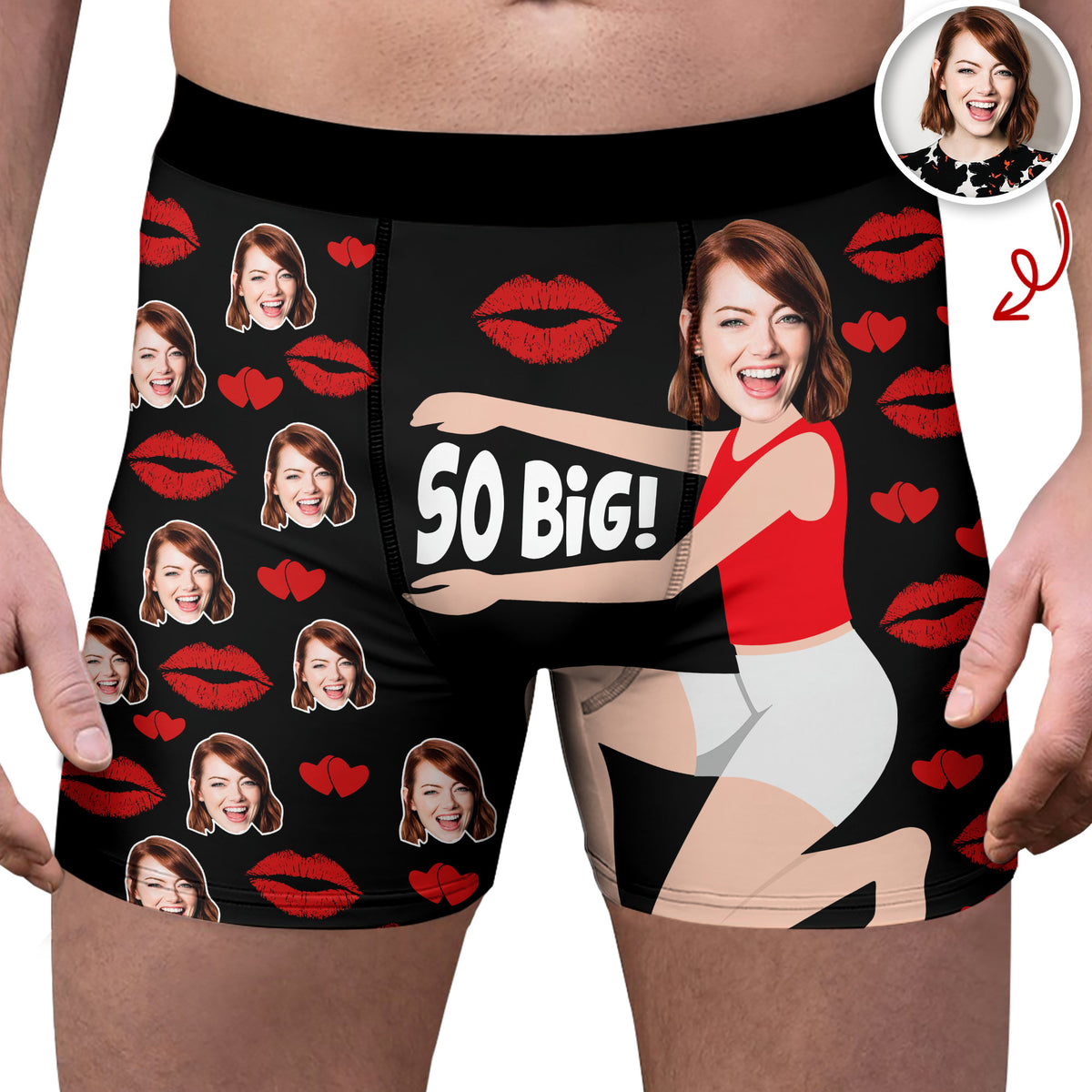 Custom Funny Photo So Big! Personalized Men's Boxer Valentine Gift,  Anniversary Gift HA75 898932