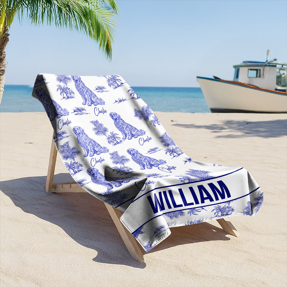 Custom Dog Breeds Chinoiserie Toile De Jouy Style Personalized Beach Towel HA75 892580