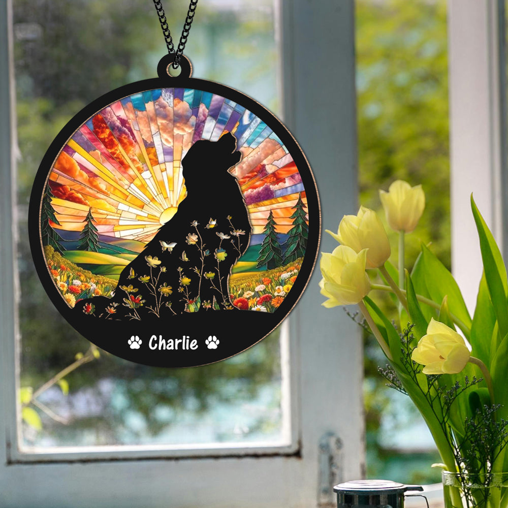 Custom Floral Dog Memorial Suncatcher Gift For Dog Lovers TH10 894307