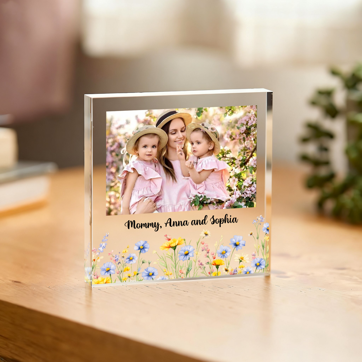 Custom Photo Floral Frame Acrylic Block Plaque Gift For Birthday, Mother's Day LM32 899431
