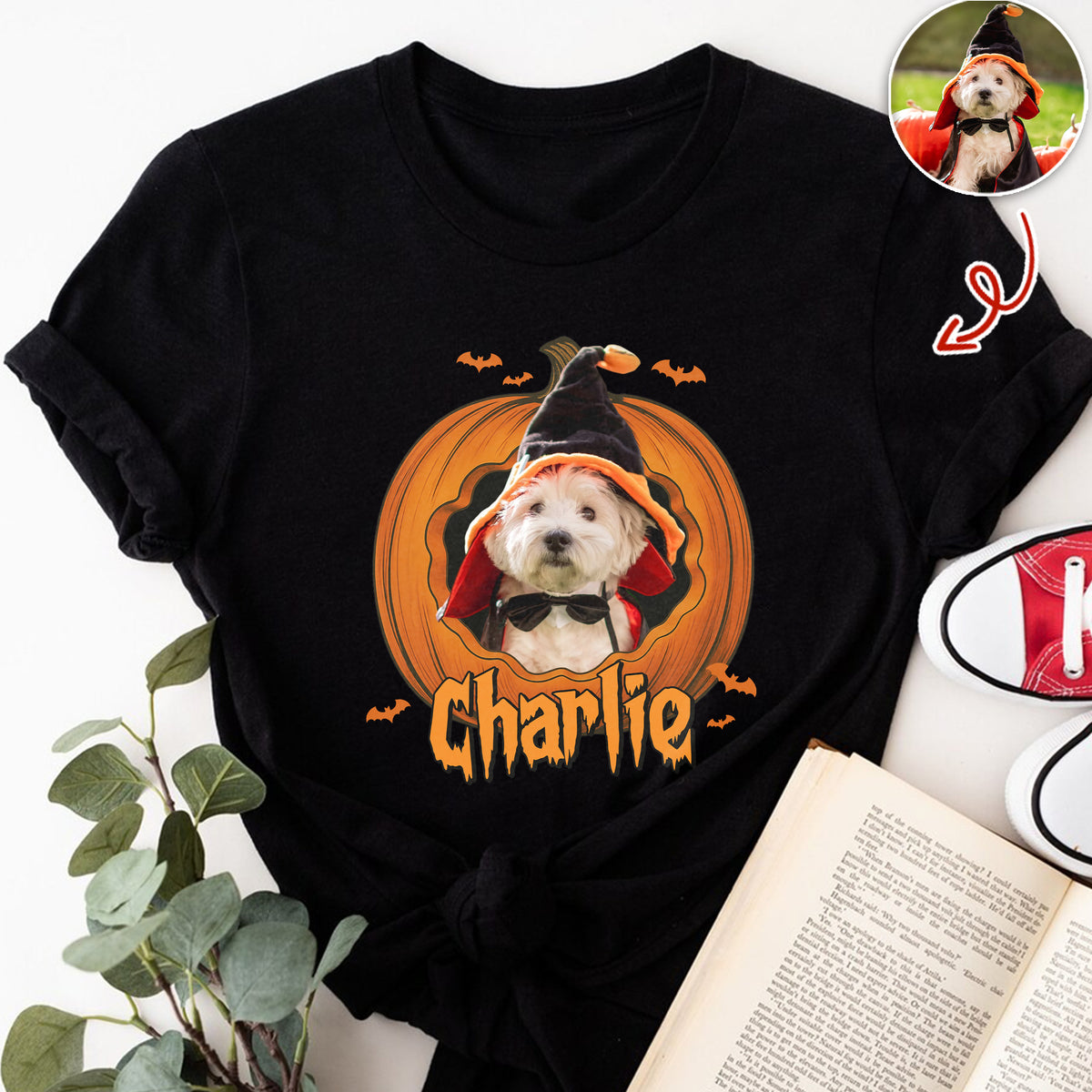 Custom Dog Cat Photo Halloween Pumpkin Dark Shirt HO82 894924