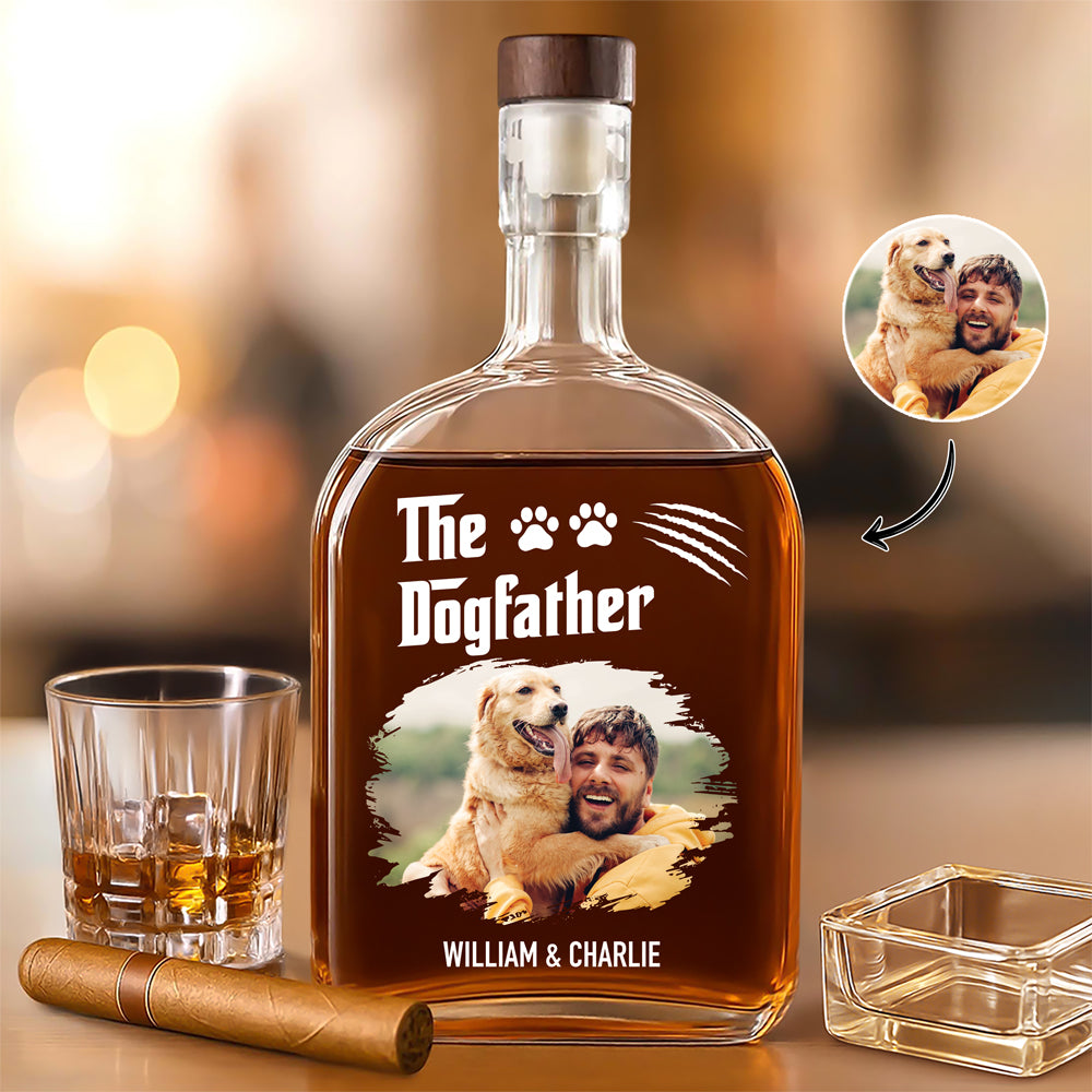 Custom Photo The Dogfather The Catfather Whiskey Bottle For Dog Lovers HA75 897956