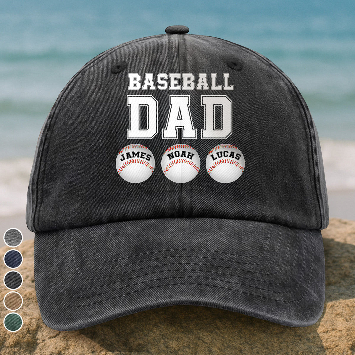 Baseball Dad - Personalized Washed Denim Baseball Cap TH10 896163