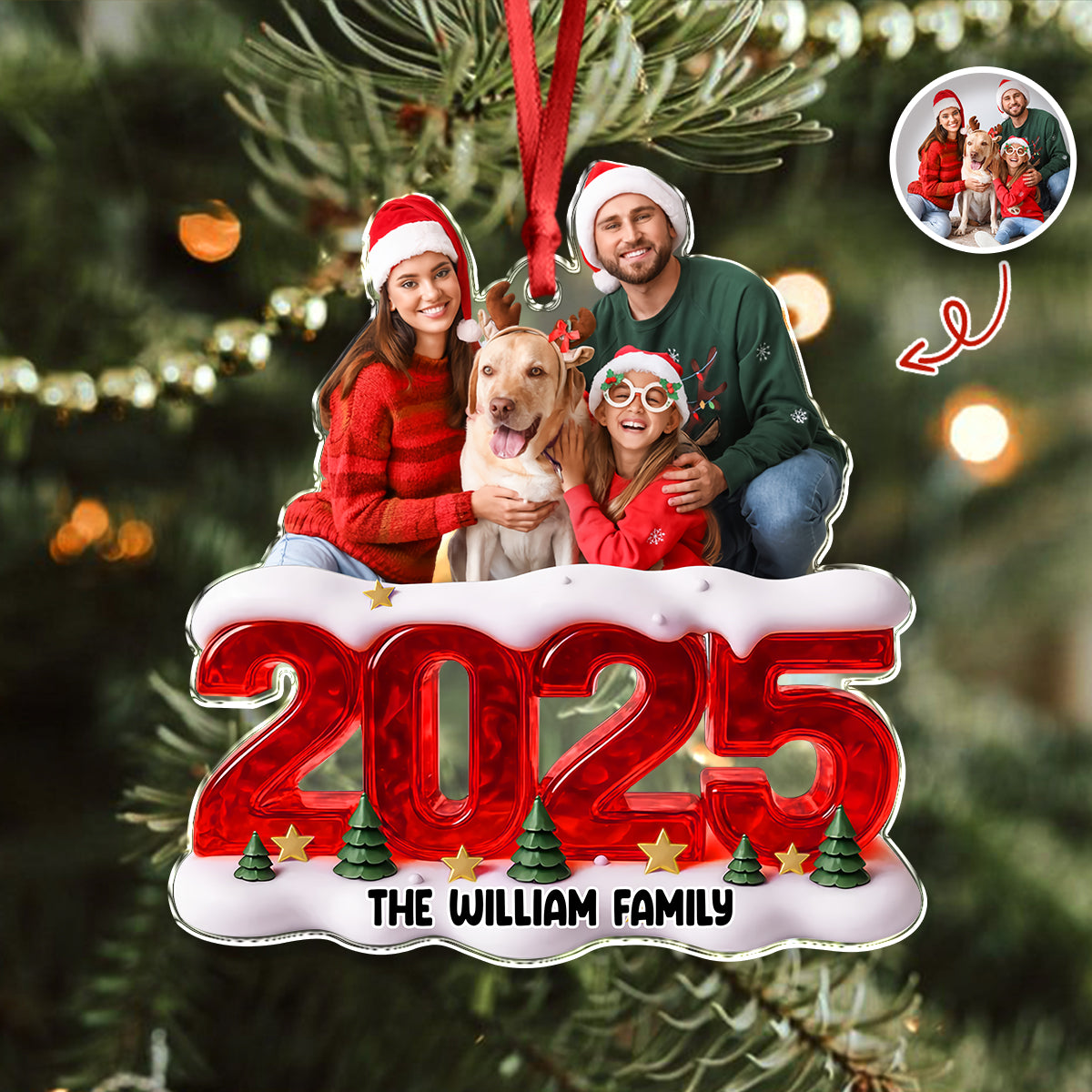 Custom Photo Memorable Year Family Acrylic Ornament Gift For Mom, Dad, Brother, Sister, Kids HO82 900120