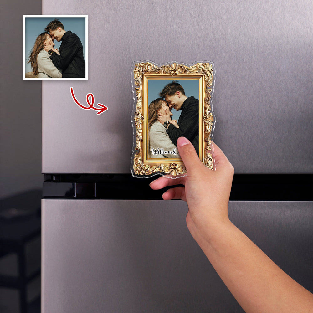 Custom Couple Photo Frame Acrylic Fridge Magnet Valentine's Gift For Couple CH07 910376