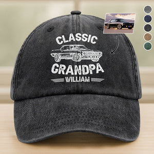 Classic Grandpa - Personalized Custom Vintage Car Washed Denim Baseball Cap LM32 895137
