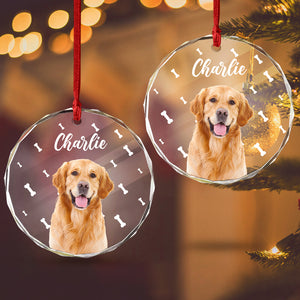 Custom Pet Photo With Icon For Dog And Cat Lovers Glass Ornament TH10 894255