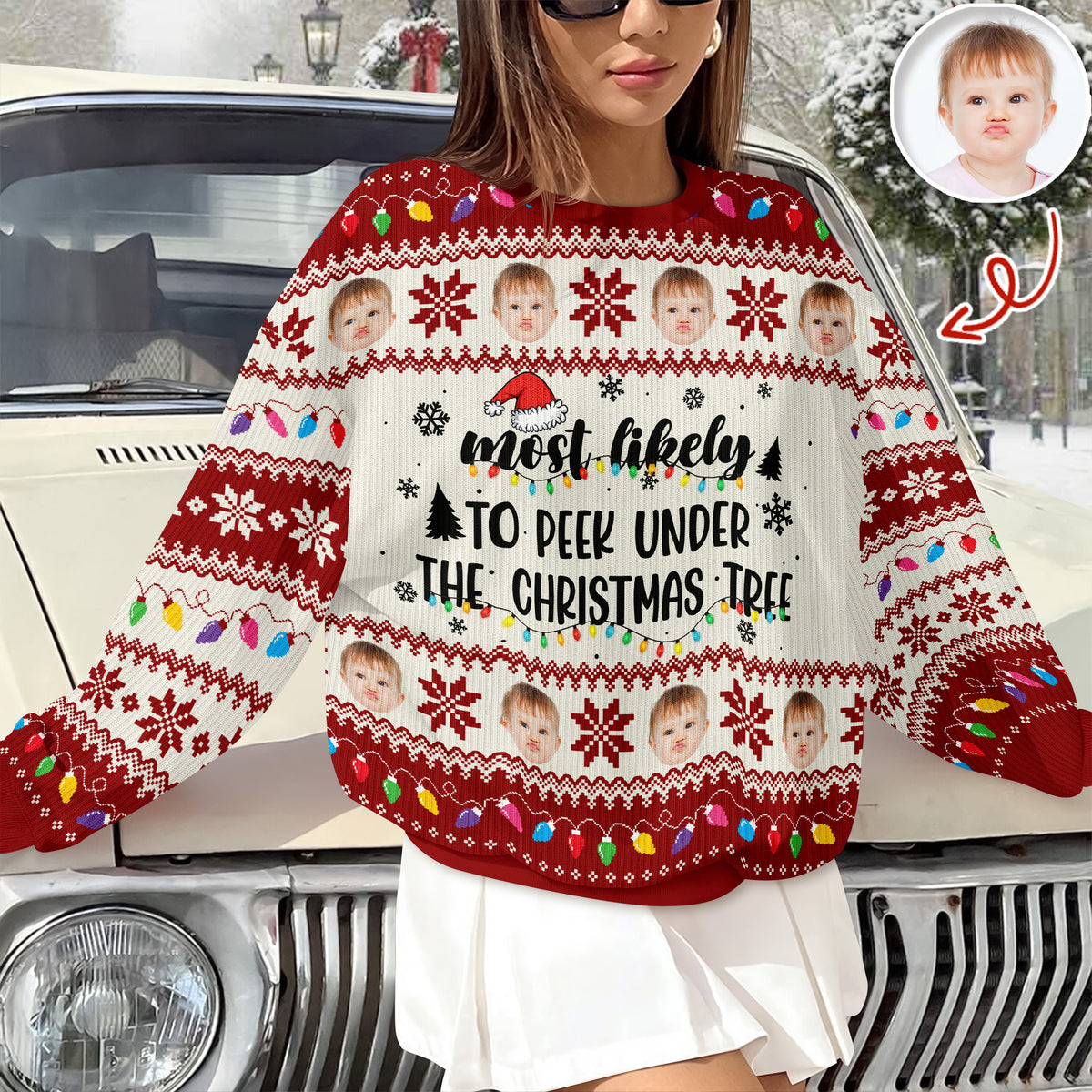 Custom Photo Most Likely To Christmas Personalized Ugly Sweater CH07 896410