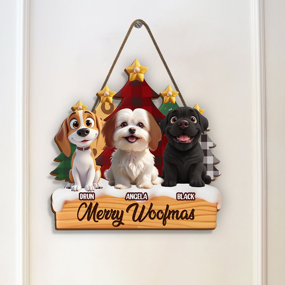 Personalized Happy Pawlidays Christmas Door Sign Gift For Dog Lover LM32 897249