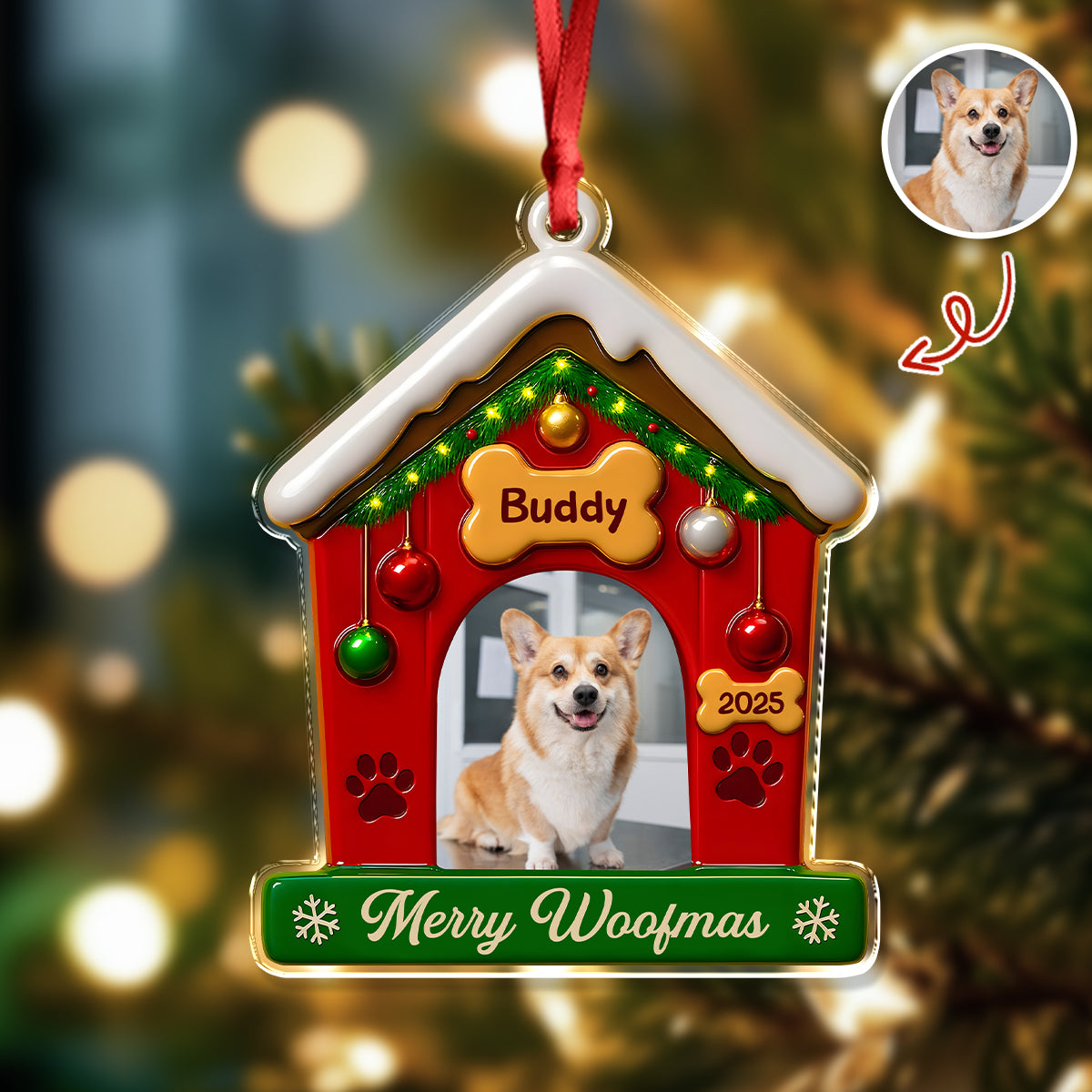 My First Christmas With Dog Photo Acrylic Ornament Gift For Dog Lovers CH07 896840