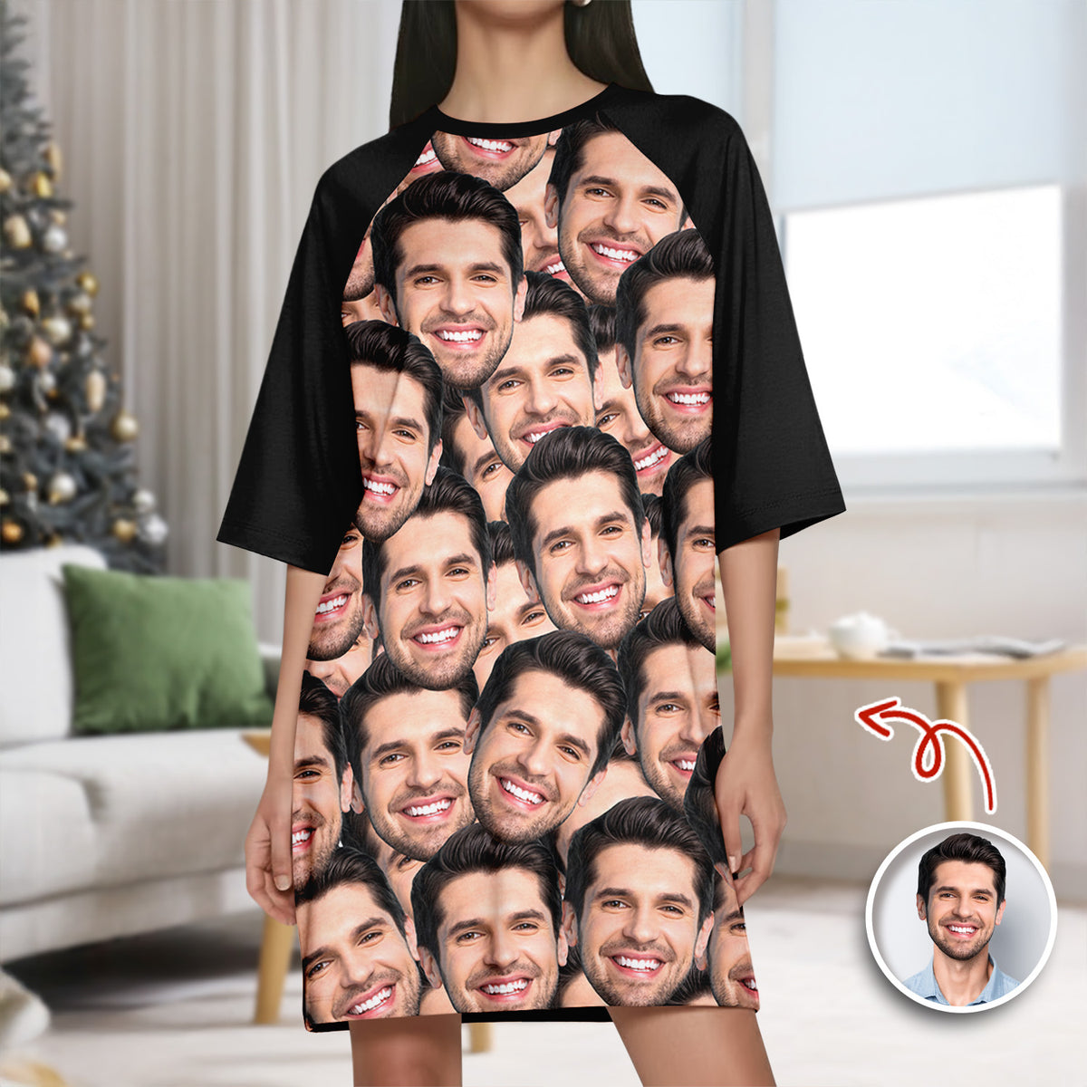 Custom Face Photo Raglan Nightgown TH10 898331