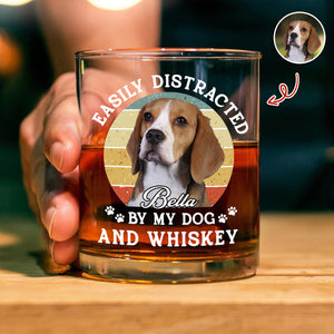 Custom Photo Easily Distracted By My Dog And Whiskey Print Whiskey Glass HA75 897958