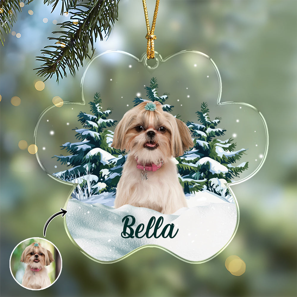 Custom Photo Dog Paw Shaped Acrylic Ornament Christmas Gift For Dog Lovers HA75 897534