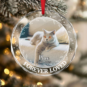 Custom Photo Forever Loved Christmas Glass Ornament Memorial Gift For Cat Lovers TH10 896405