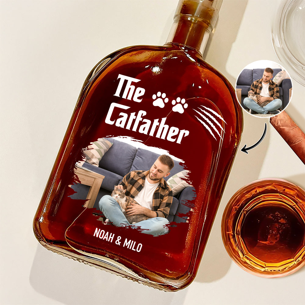 Custom Photo The Dogfather The Catfather Whiskey Bottle For Dog Lovers HA75 897956