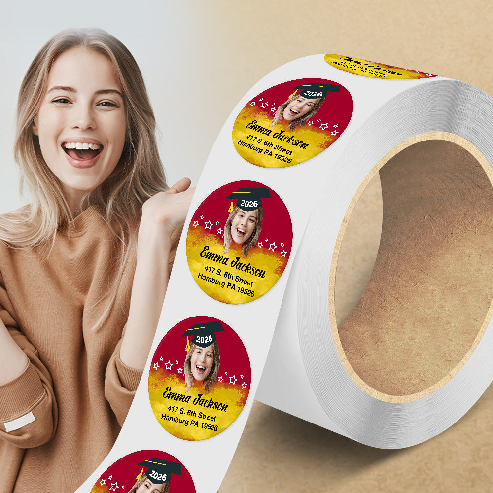 Custom Face Graduation 2026 Return Address Personalized Roll Sticker HA75 920446