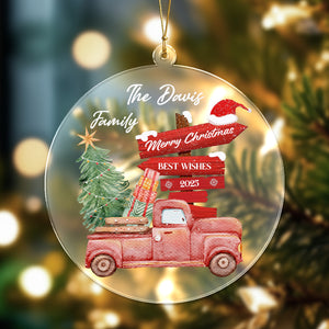Personalized Family Name Merry Christmas Best Wishes Acrylic Ornament TH10 896317