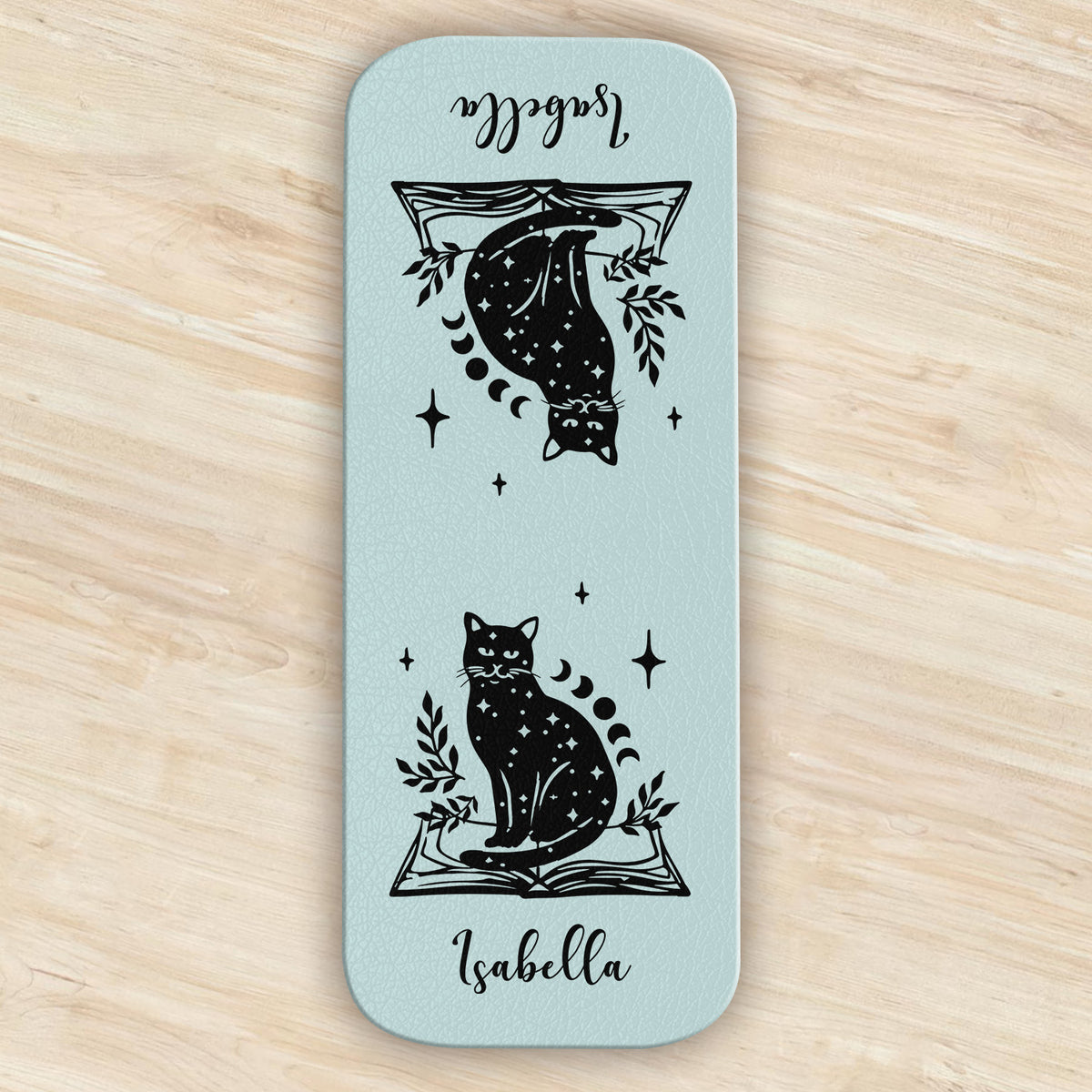 Personalized Bookish Floral Magic Cat Magnetic Leather Bookmark CH07 899536