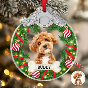 Custom Photo Dog Metal Glass Ornament For Christmas HA75 897168