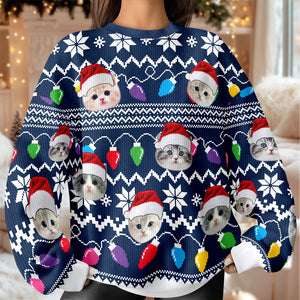 Custom Photo Xmas Leds Cat Ugly Sweater HO80 900080