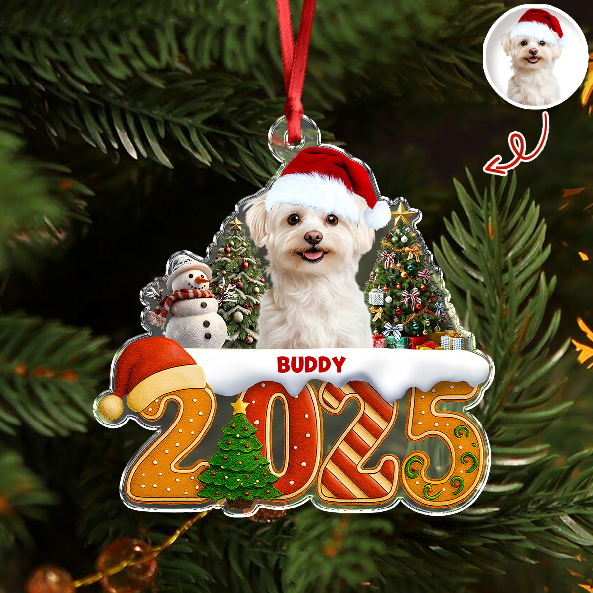 Custom Dog Christmas Cake Crew Photo - Personalized Acrylic Ornament CH07 899704
