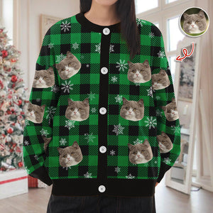 Custom Photo Christmas Ugly Cardigan Gift For Cat Lover CH07 899834