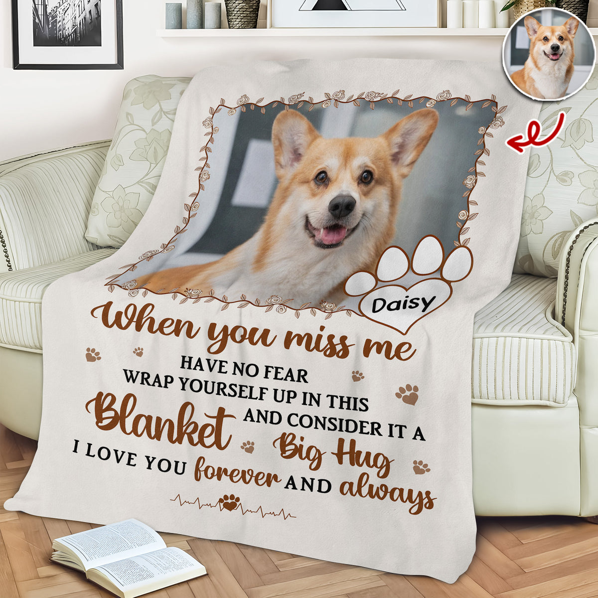 Custom Photo Dog Cat Miss Me No Fear Memorial Blanket HA75 920662