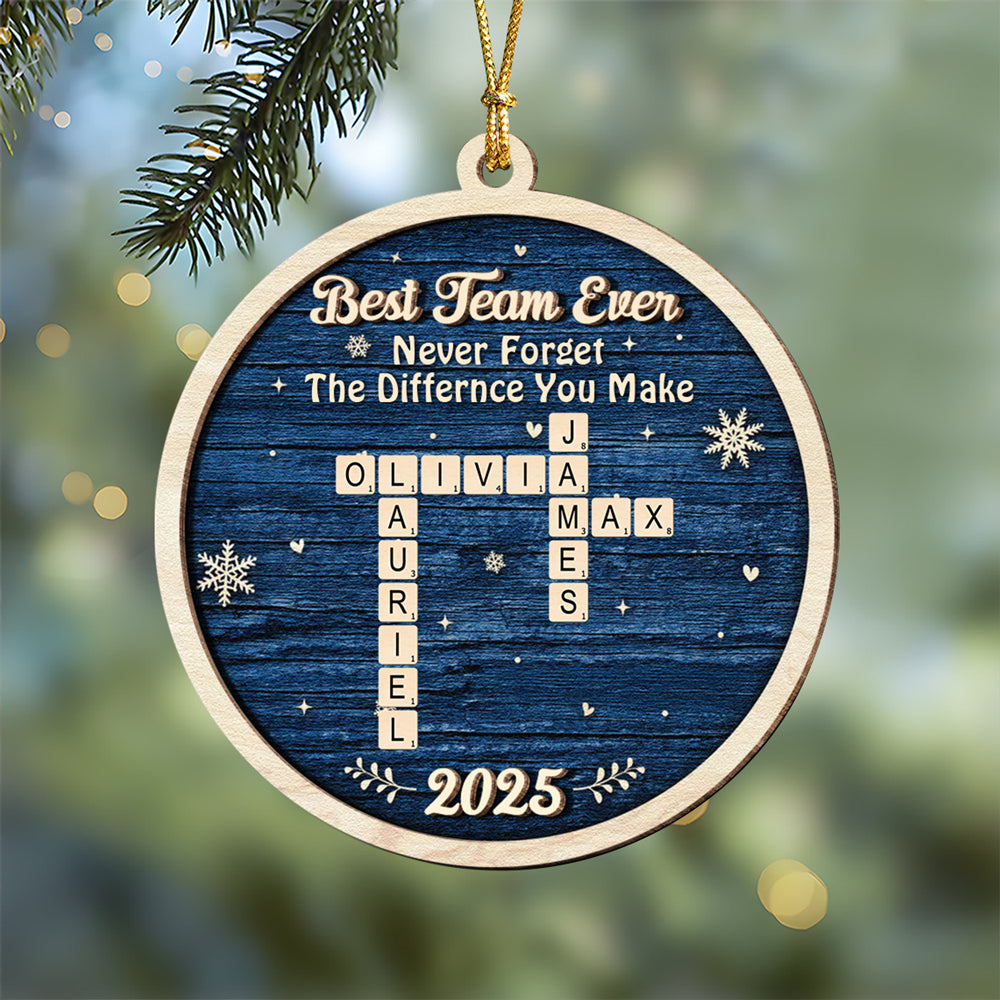 Best Team Ever Scrabble Christmas 2 Layers Wooden Ornament LM32 897119