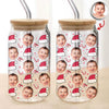 Custom Photo Glass Can With Lid, Christmas Gift For Family HO82 900692
