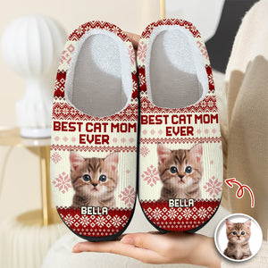 Custom Photo Best Cat Mom Ever Slipper Christmas Gift For Cat Lovers CH07 896782