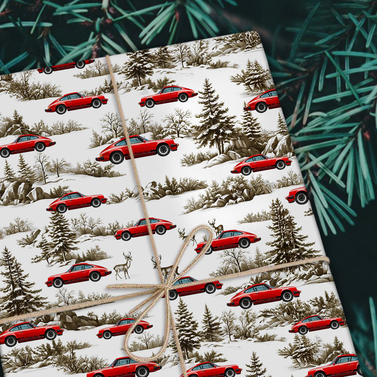 Custom Car Photo Vintage Tropical Christmas Gift Wrapping Paper LM32 897323