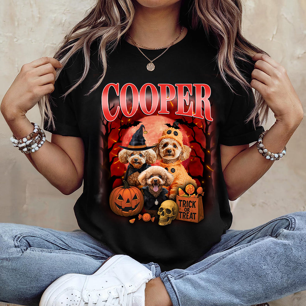 Custom Photo Dog Halloween Retro Style Dark Shirt HO82 894988