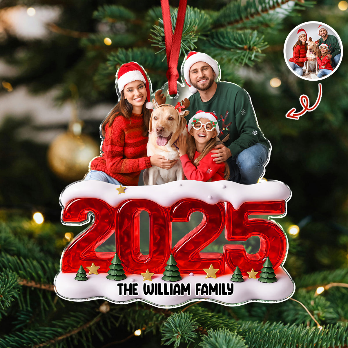 Custom Photo Memorable Year Family Acrylic Ornament Gift For Mom, Dad, Brother, Sister, Kids HO82 900120