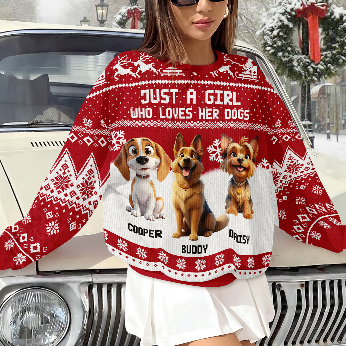Just A Girl Who Loves Her Dog Christmas Ugly Sweater TH10 896289