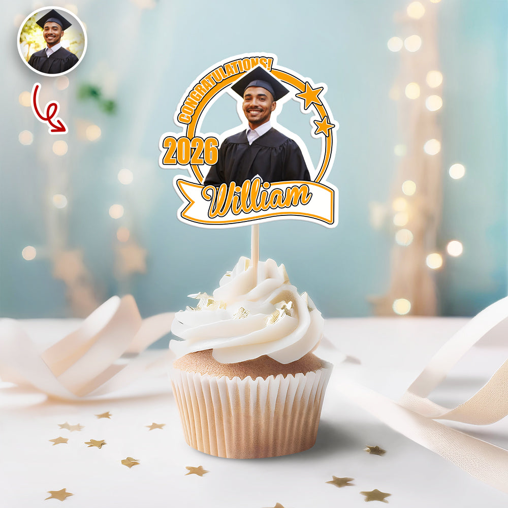 Custom Photo 2026 Graduation Cupcake Topper Personalized Name Party Graduation Gift TH10 898987