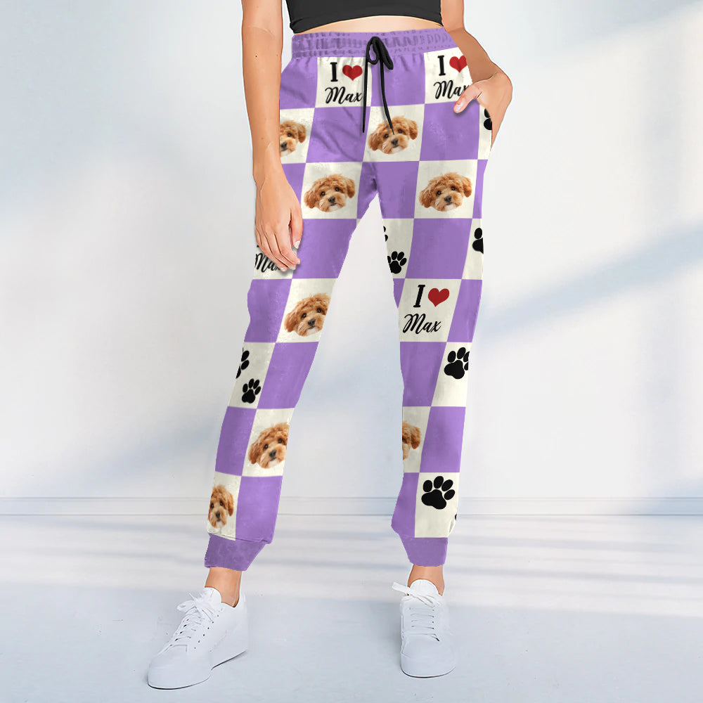 Custom Photo I Love My Dog Cat Sweatpants Gift For Pet Lovers HA75 892606
