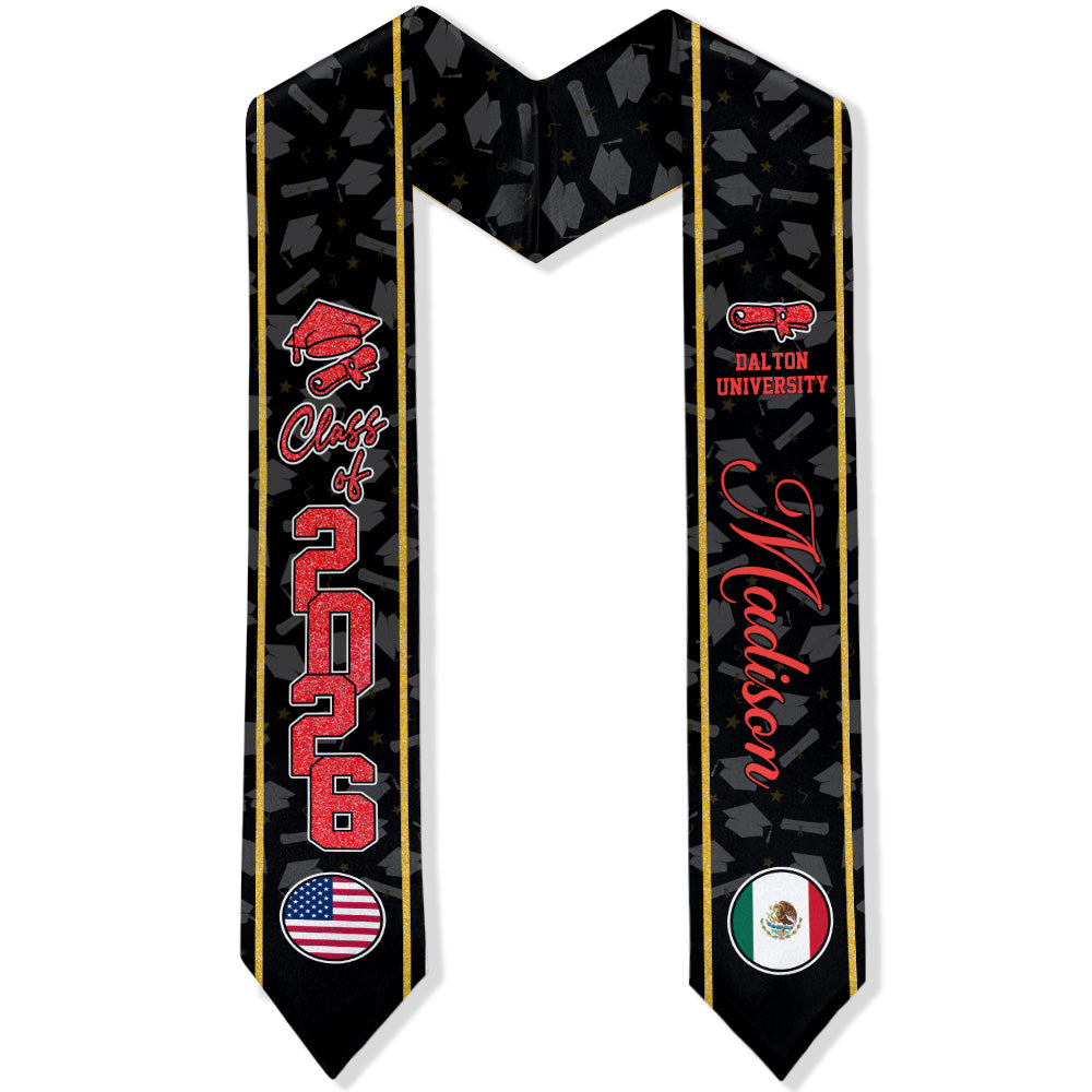 Class of 2026 Graduation Stole with Custom Name & Country Flag TH10 898309