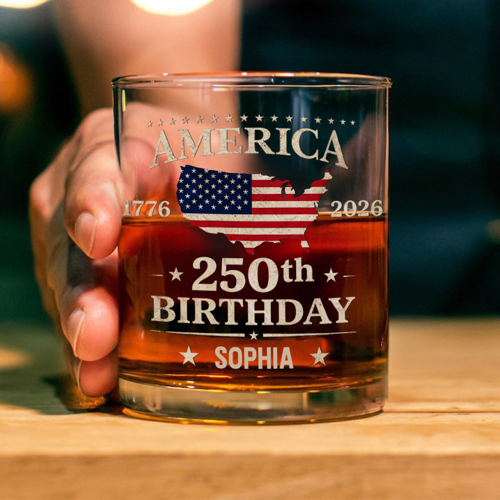 Custom Name America 250th Birthday Whiskey Glass TH10 898687