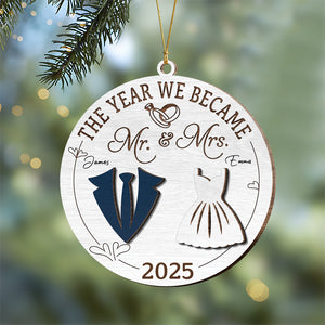 The Year We Became Mr And Mrs Layer Wooden Ornament Gift For Couples TH10 894831