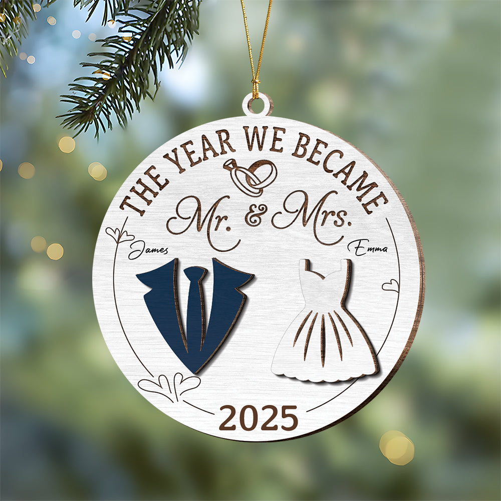 The Year We Became Mr And Mrs Layer Wooden Ornament Gift For Couples TH10 894831